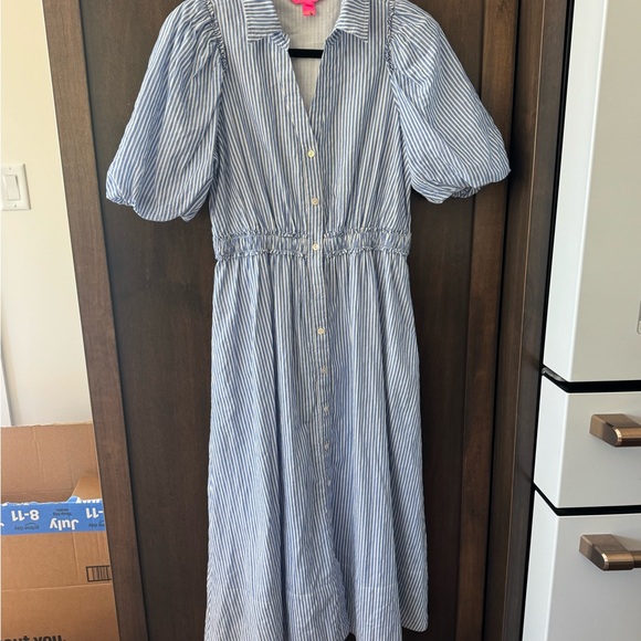 Lilly Pulitzer Tassie Elbow Striped Button Down Midi Dress Sz 6 - Picture 4 of 9